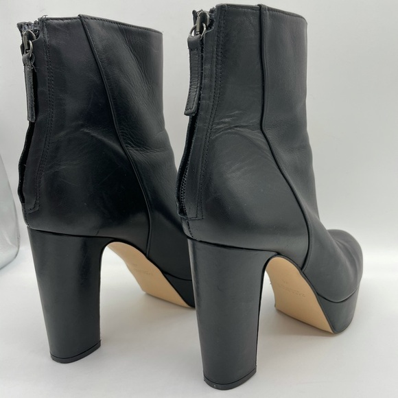 Zara Black Leather Heeled Platform Ankle Boots. - Picture 7 of 15